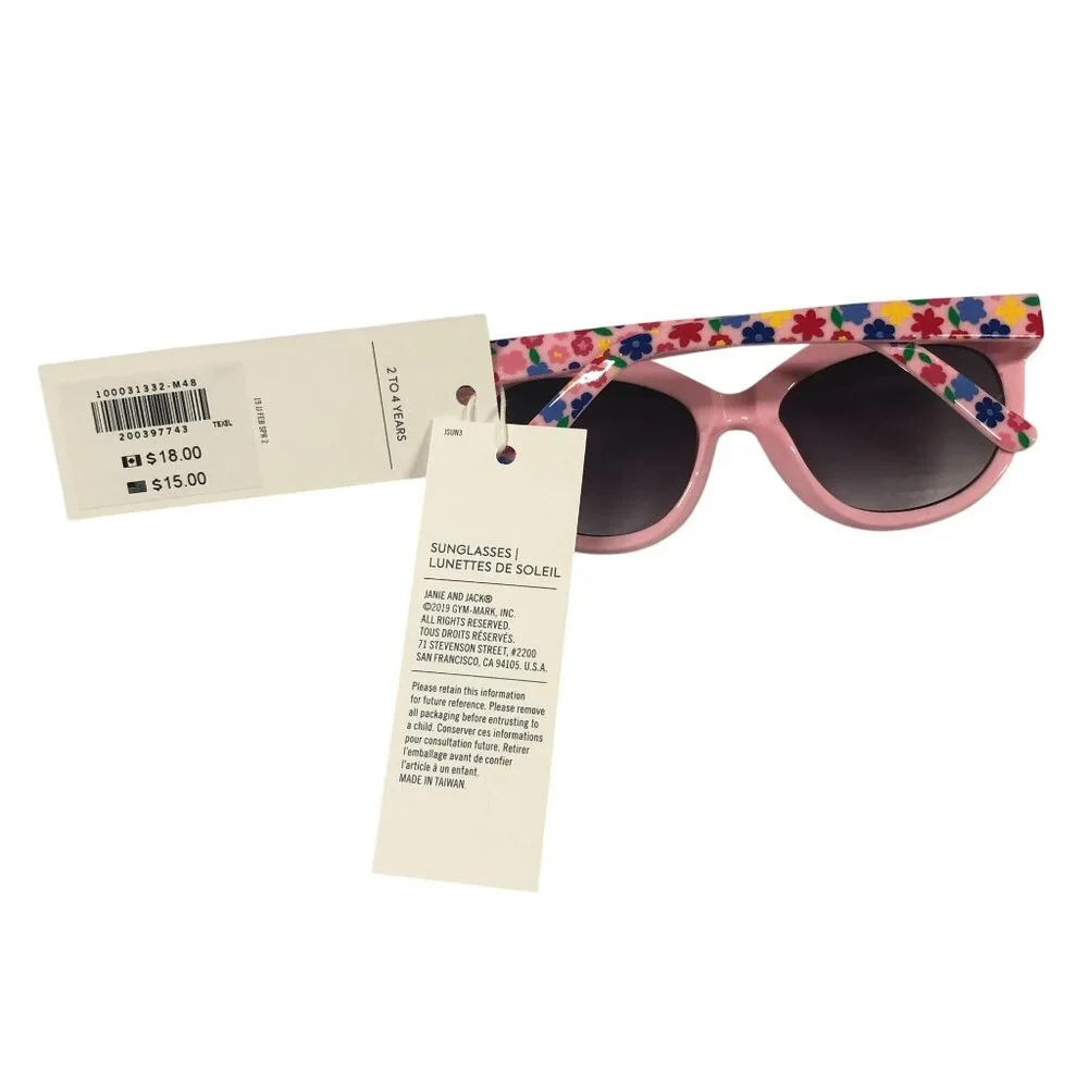 Janie and Jack Sunglasses Floral Pink Frames 2-4 Years